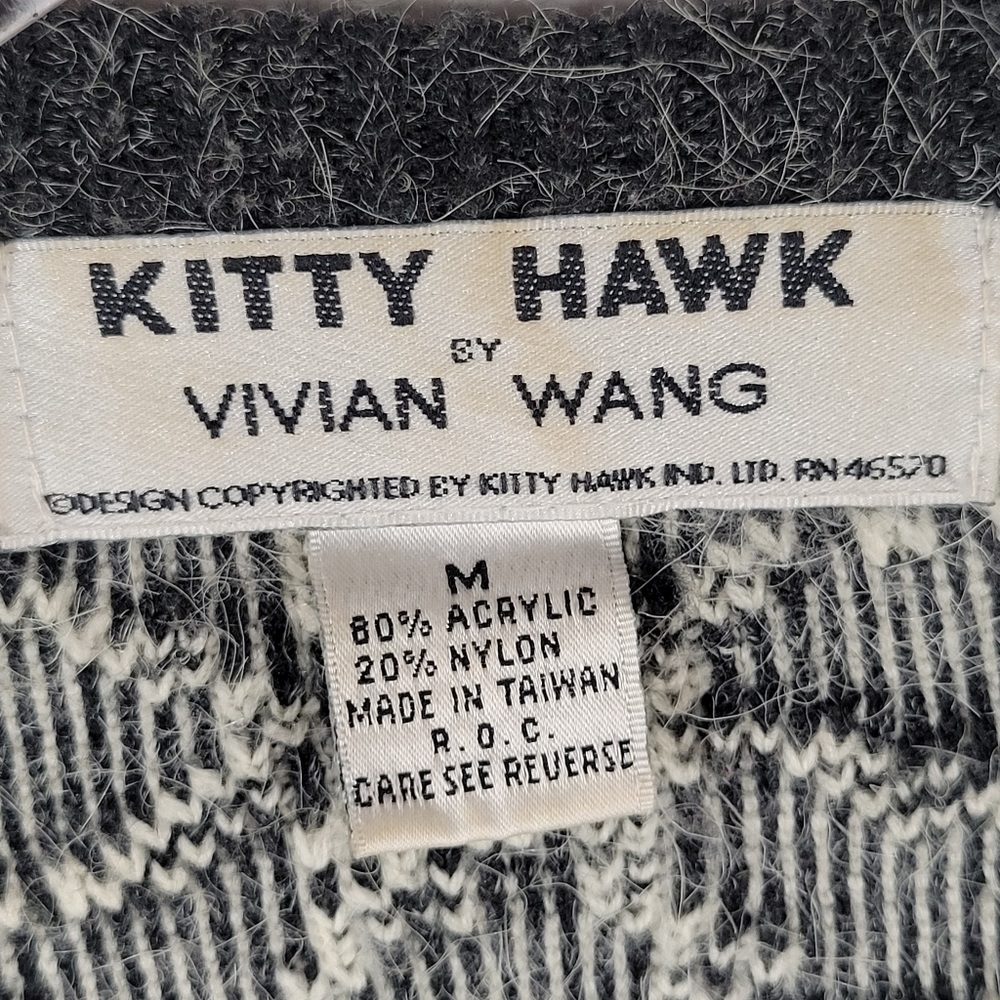 Vtg Kitty Hawk by Vivian Wang Gray Beaded Cardigan Sweater Women Size M - Picture 2 of 4